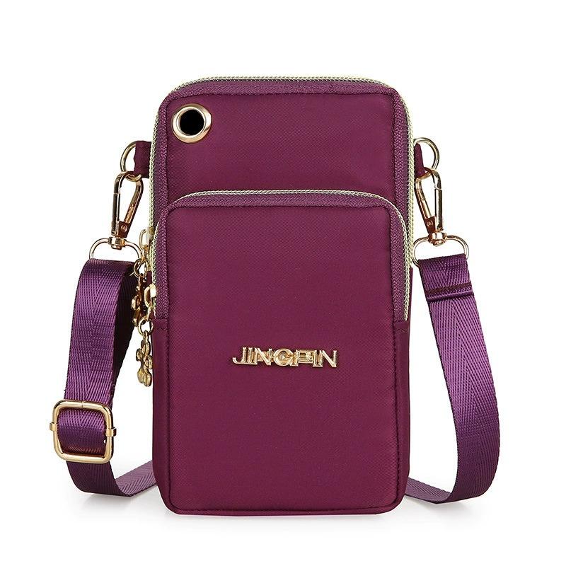 Mobile Phone Bag Women's Crossbody Mini Bags Fashion Solid Color Coin Bag Neck Hanging Shoulder Bag 3 Layer Wallet