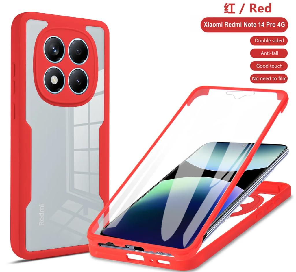 Front Back Double Protection Cover For Xiaomi Redmi Note 14 Pro Plus 11S 10S 9S 9A 9C 9T 13 Pro Plus 5G 4G Full Body Clear Case