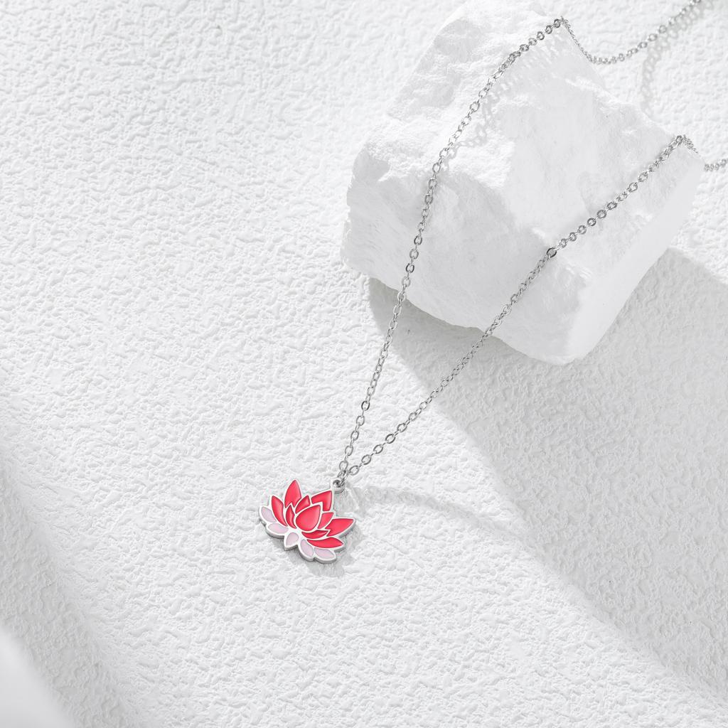 Cazador Enamel Lotus Flower Necklace Stainless Steel Yoga Meditation Jewelry Women's Necklaces 2026 Birthday Gifts New Wholesale
