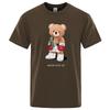 Strong Boxer Teddy Bear Never Give Up Print Funny T-Shirt Men Cotton Casual Short Sleeves Loose Oversize S-XXXL Tee Clothing