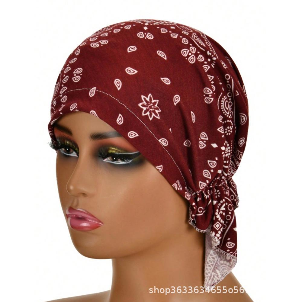 Printed Triangle Hat - Spring/Summer Thin Cotton Headscarf, Breathable Sun Protection Adult Hat Covering