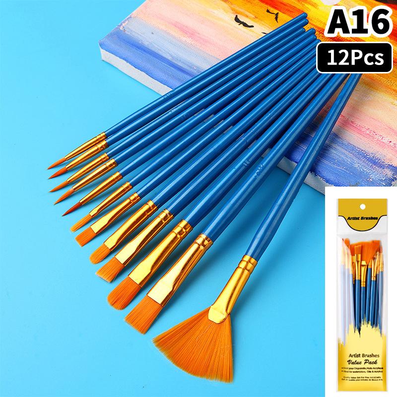 Detail Painting Brushes Set Professional Round Flat Nylon Hair Watercolor Paint Brush For Kid Students Artists Oil Painting Tool