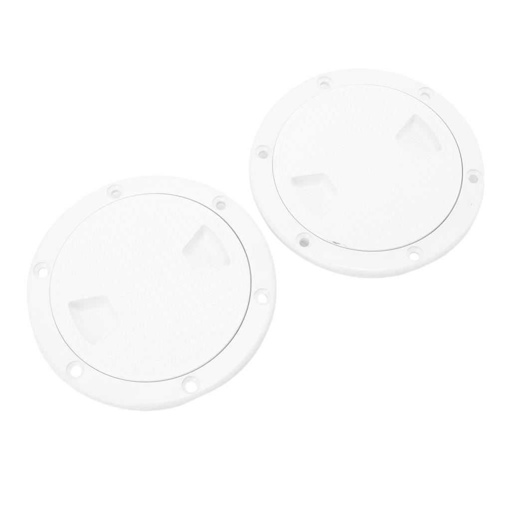 2PCS Boat Hatch Deck Plates Non Slip Round Shape Thickened Rubber Ring Inspection Deck Plate with Detachable Cover White