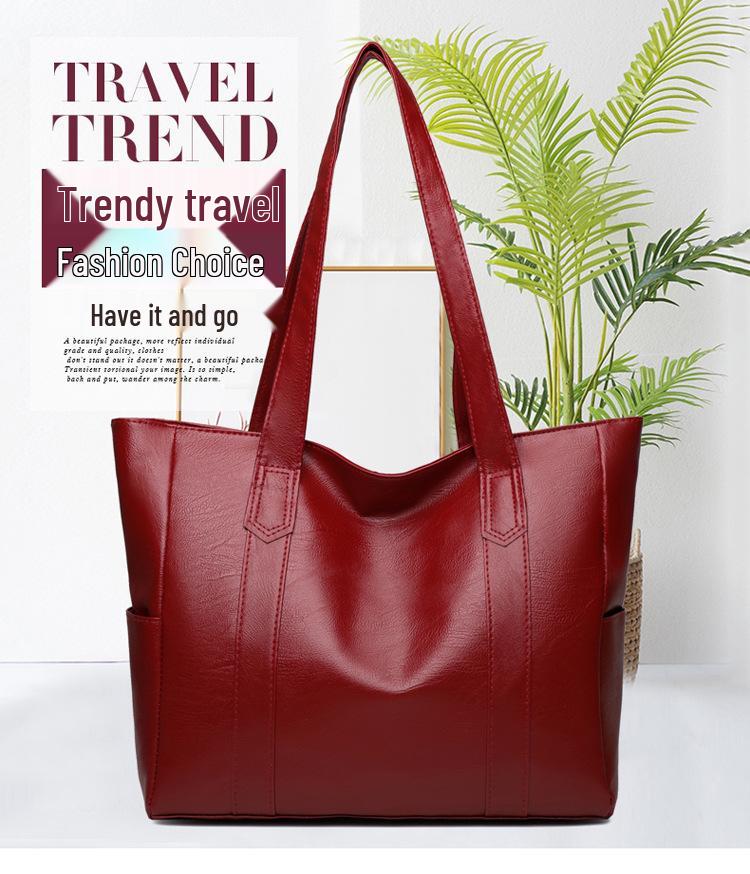 Women's PU Leather Tote Bag - Versatile, Large Capacity, Fashionable Shoulder or Underarm Bag for Shopping and Commutes