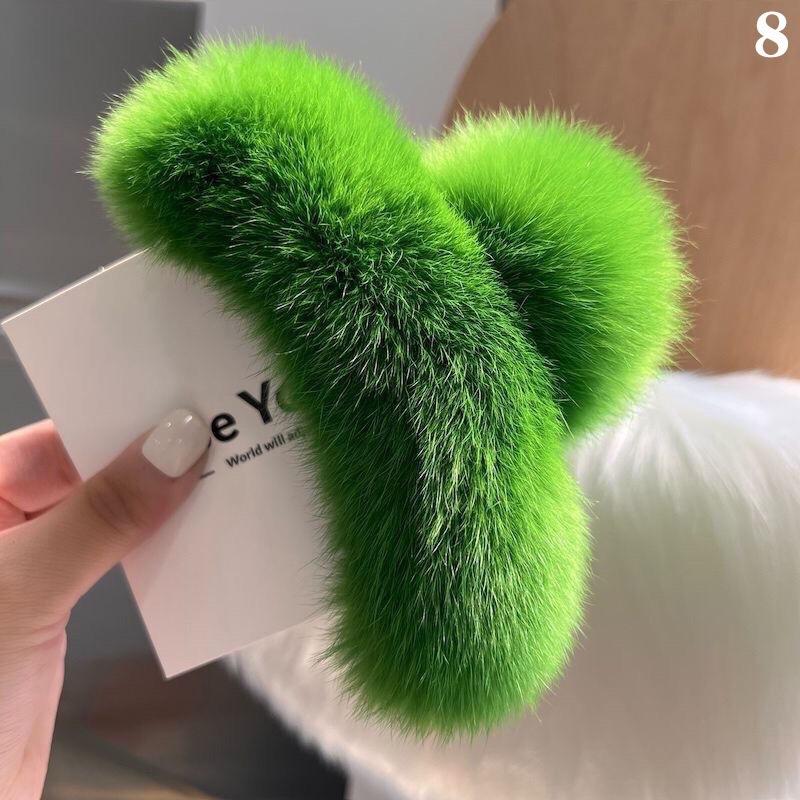 

Настоящая шерсть кролика Рекс большая шпилька для волос затылок темпераментная заколка интернет знаменитость новый милый плюшевый головной убор заколка для волос аксессуары для волос 13cm зелёный