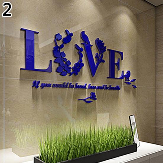 

Современное 3D Любовное Письмо Цитата Цветок Птица Стена Наклейка Фреска Искусство Наклейка Домашний декор синий