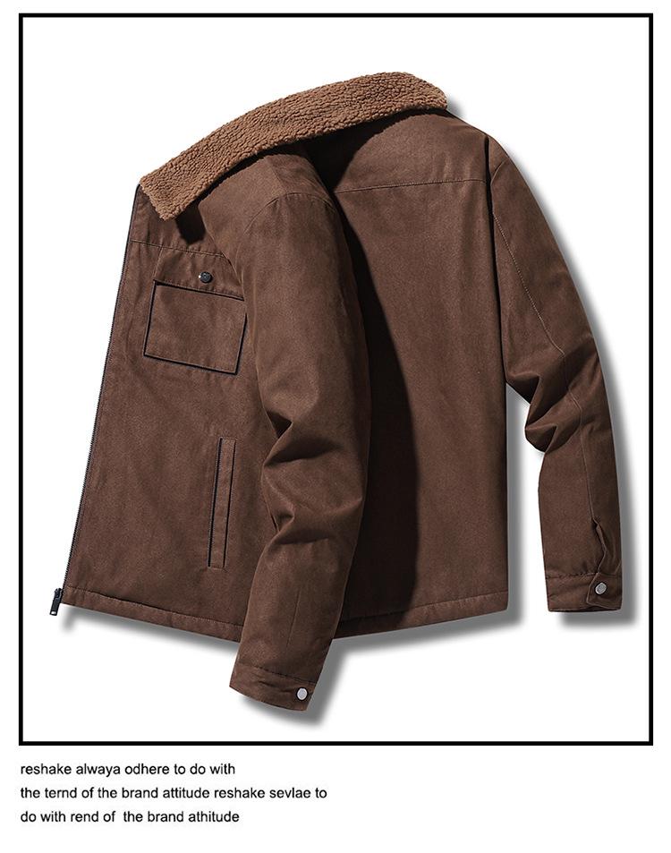 Men's High-Quality Suede Plush Jacket with Lambswool and Velvet: Warm, Thick Cotton Coat for Autumn and Winter