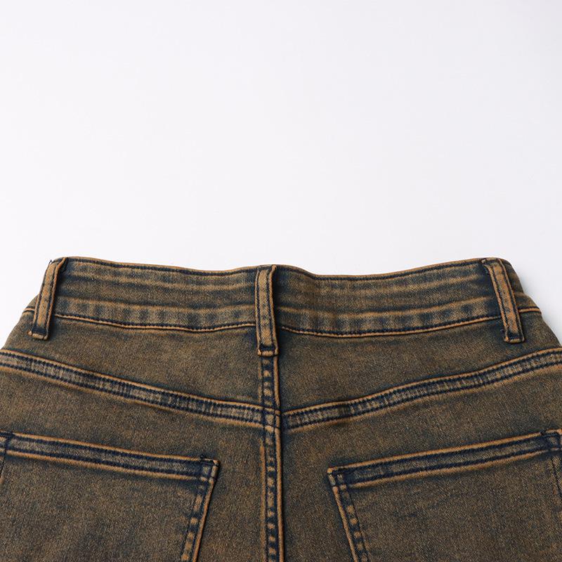 Women's American Retro Distressed Denim Patchwork Cargo Jeans - Spring 2026 Arrival