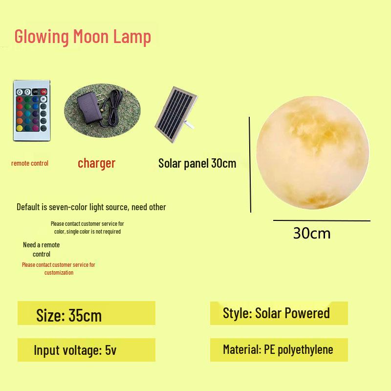 Solar-Powered Moon Lamp for Garden and Yard - Waterproof Decorative Outdoor Light