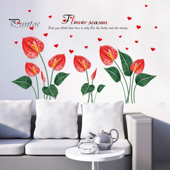 Living Room Flower Decals Wall Decal Removable Peel And Stick PVC Stickers Colorful Rose/Morning Vibrant Decor Glory Floral Murals for Bedroom Nursery