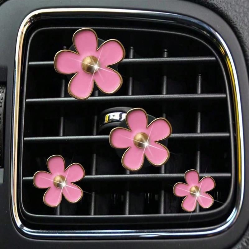 4-Piece Car Air Vent Scented Clip for Vehicle Air Conditioning Vents Flower Decoration Clip