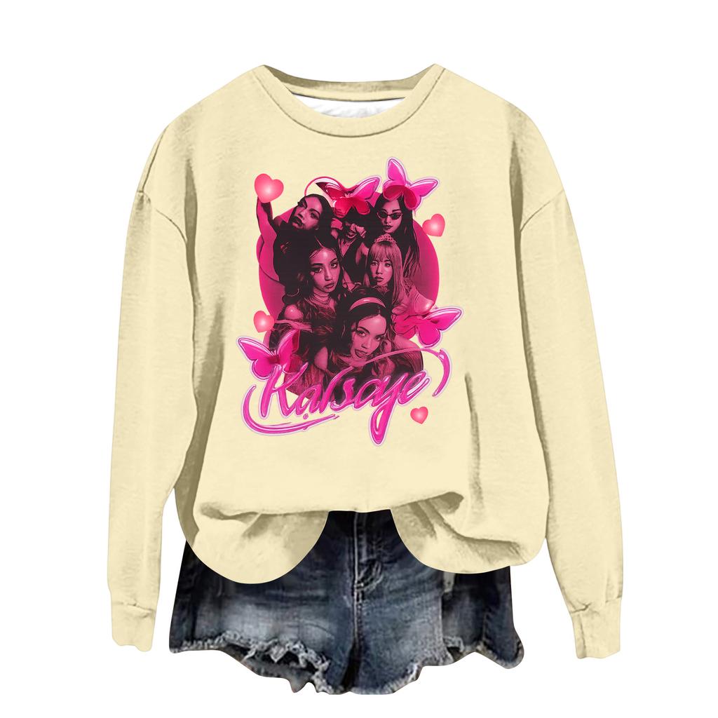 Women's Fashion Casual Long Sleeve Loose Printed Sweatshirt
