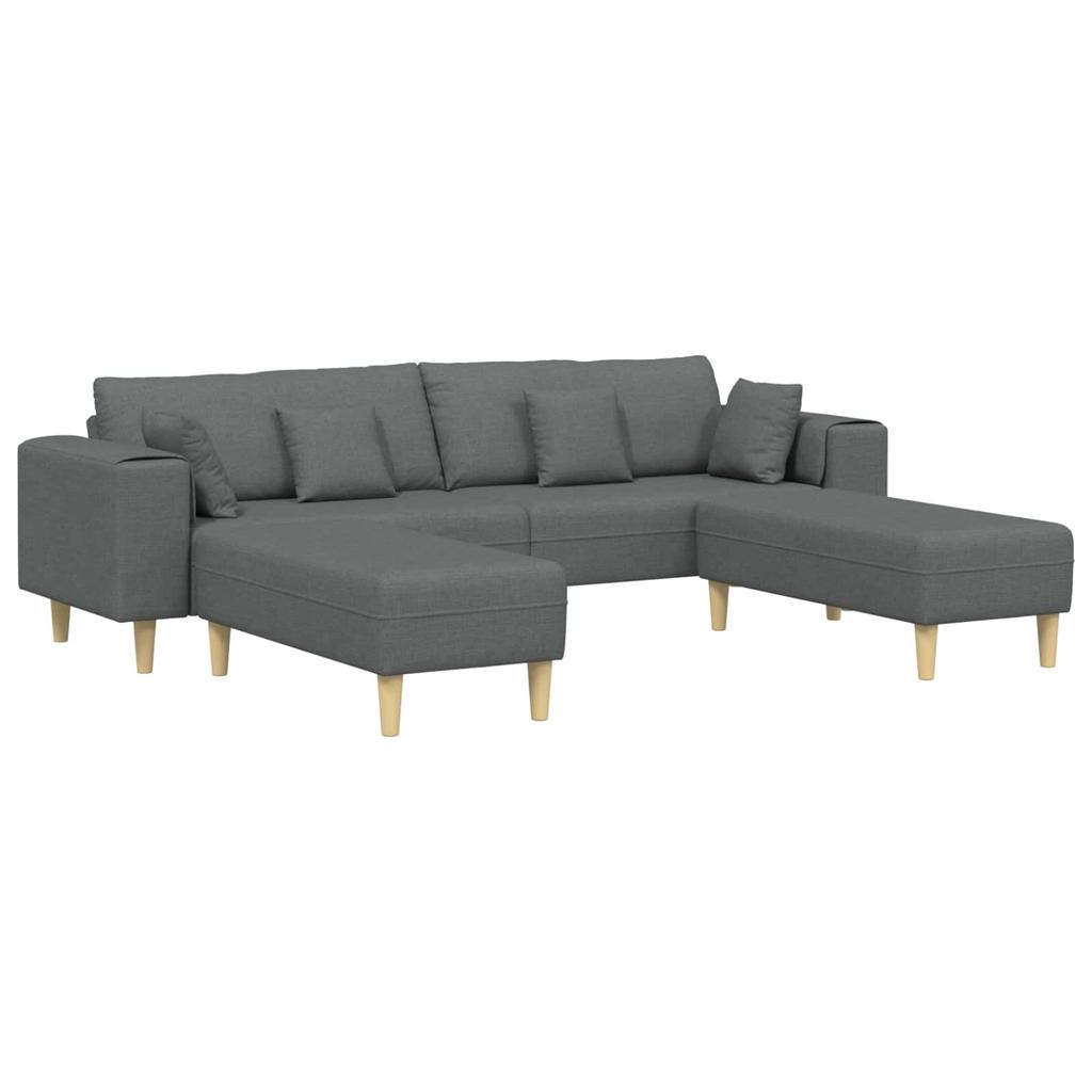 3 Piece Sofa with Cushions Dark Gray Fabric