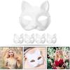 LOGOFUN 10 Pcs Cat Masks for Kids Therian Mask White Paper Blank DIY Unpainted Animal Mask Cosplay Party Decorations