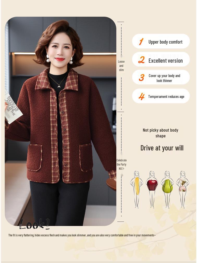 Women's Plaid Patchwork Fleece Lapel Jacket Cardigan – New Spring Arrival