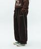 Kaegteoseudoneosmakes Embroidery Piping Fleece Sweat Pants-Brown