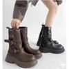 Women's Retro Ankle Boots 2026 Brown Fashion Platform Shoes Korean Soft-soled Anti-slip Multi-functional Catwalk Princess Boots