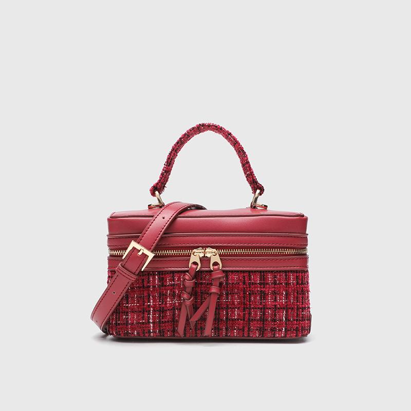 2025 Fashion Small Women Shoulder Bags Branded Style Crossbody Bag Two-way Zip Handbag Two-tone Boxy Cosmetic Bag Makeup Pouch