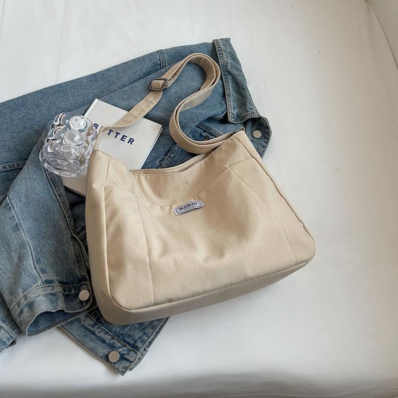 Bolsa de ombro de grande capacidade feminina, bolsa tote de cor sólida, bolsa transversal de classe de estudante