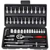 Hot 46Pcs 1/4" Drive Socket Wrench Set, Ratchet Screwdriver & Bit Kit, Carbon Steel, Auto Repair Hand Tool Set with Storage Case