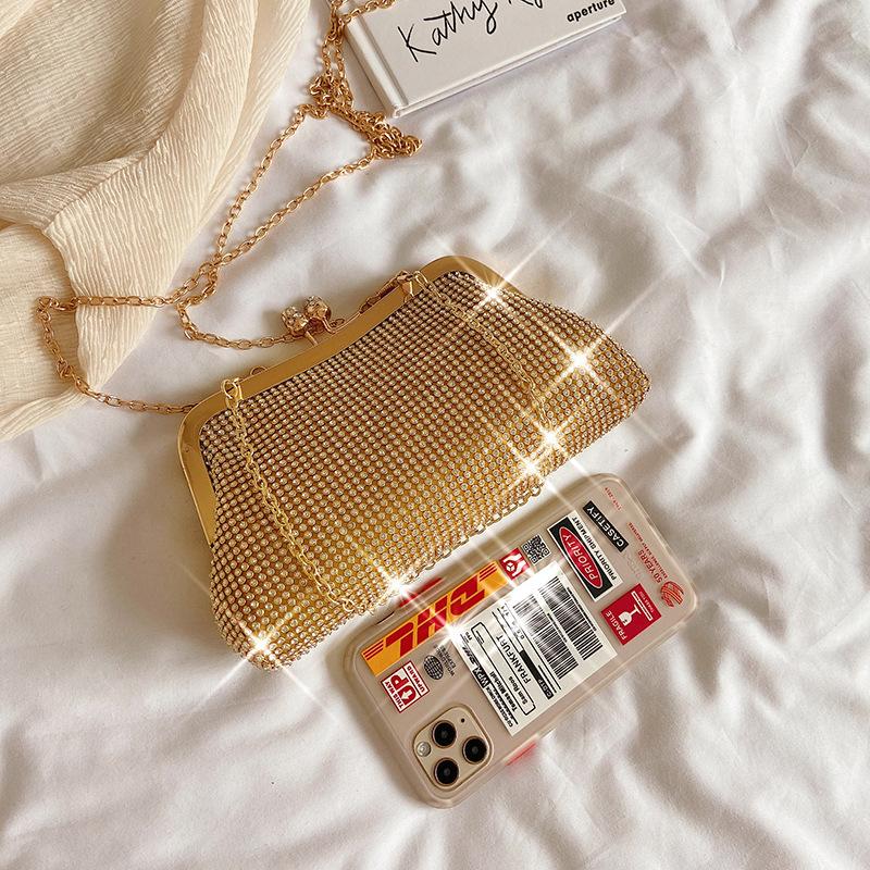 2023 Fashion Gold Diamond Evening Bags hasp Luxury Handbag Elegent Chain Women Shoulder Crossbody Bag Wedding Party Clutch bags