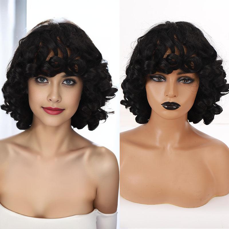 

Европейский и американский короткий парик в рулонах, римский синтетический парик с покрытием на голову