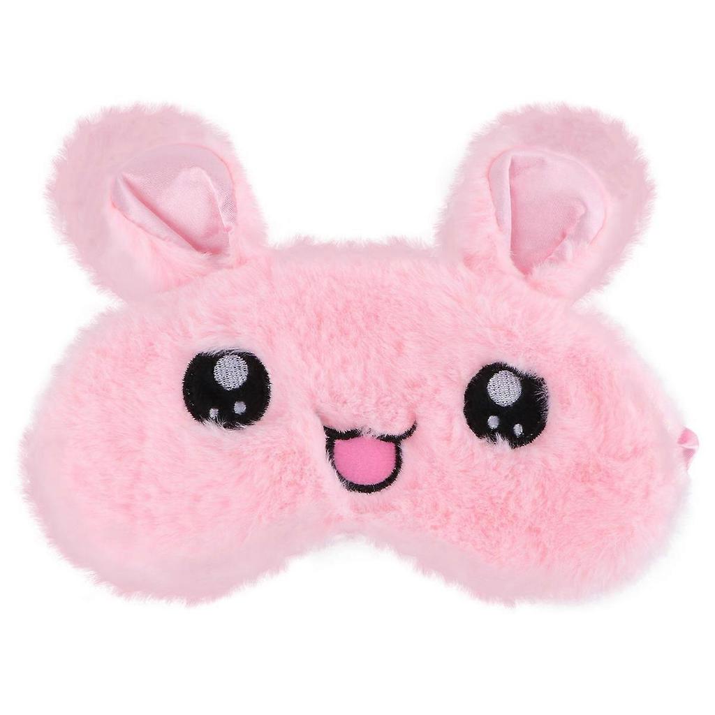 Night Eyeshade Plush Rabbit Pattern for Sleeping Use 2Pcs Pink
