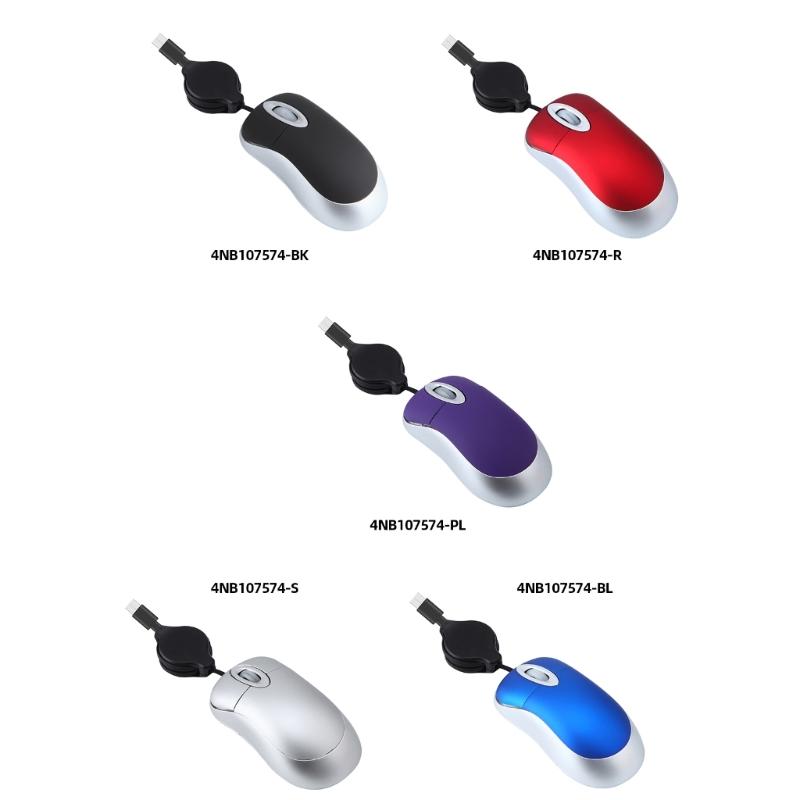 USB C Corded Mouse Retractable Cable Laptops Mouse Corded Mouse Optical Travel Mouse for PC Desktop Notebook Mouse