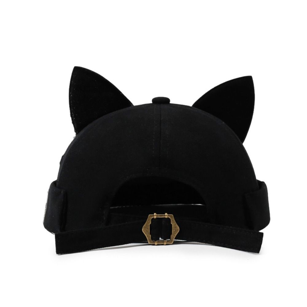 Cute Cat Ears Brimless Hat Breathable Woman's Landlord Hat Solid Color Docker Hat Streetwear