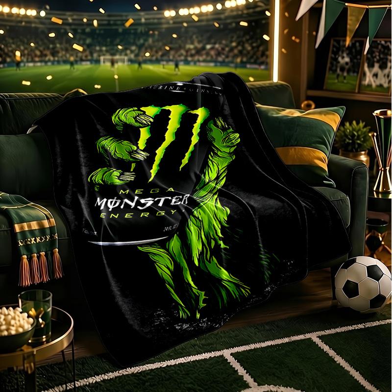 Coperta Throw Monster Drink Coperte in Flanella Peluche per Divano Letto Regali per Uomini Donne Coperta da Viaggio Picnic Regali per Fan di Natale