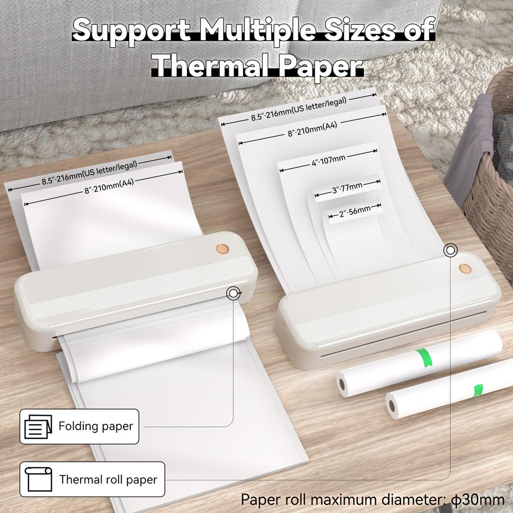 Peripage P40 A4 Portable Thermal Printer Wireless Mobile Photo Printer Support 2   3   4   216mm 210mm A4&A5 Paper