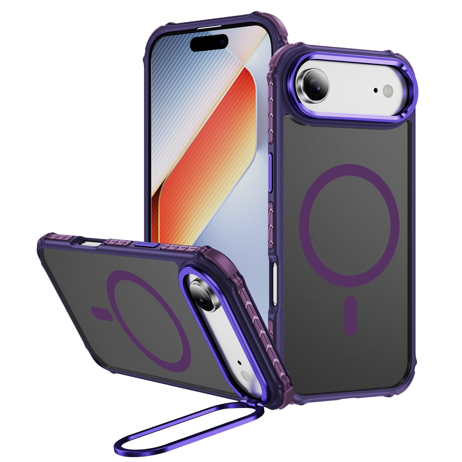 

For iPhone 17 Air Case with Lens Kickstand Matte Phone Back Cover Compatible with MagSafe Purple