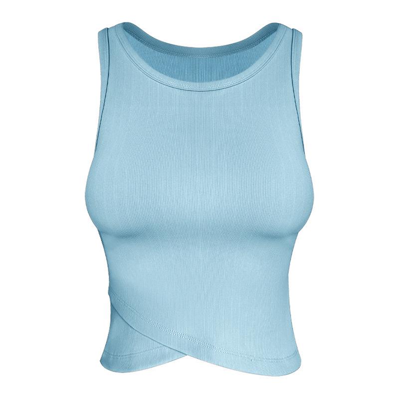 2023 Slim Fit Ribbed Yoga Vest - Summer Sleeveless Sport Top with Wide Straps & Round Neck