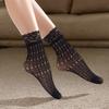 Breathable Fishnet Patterned Ankle Socks for Women Fashionable Hollowout Design with Lace Trim Short Crew Socks Hosiery