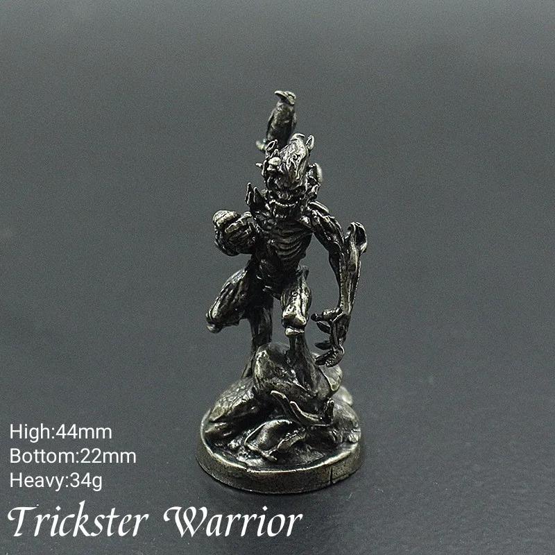 Vintage White Bronze Demon Race Soldier Statue Desktop Board Game Soldier Model Toys Desk Mini Decorative Ornament Crafts Gifts