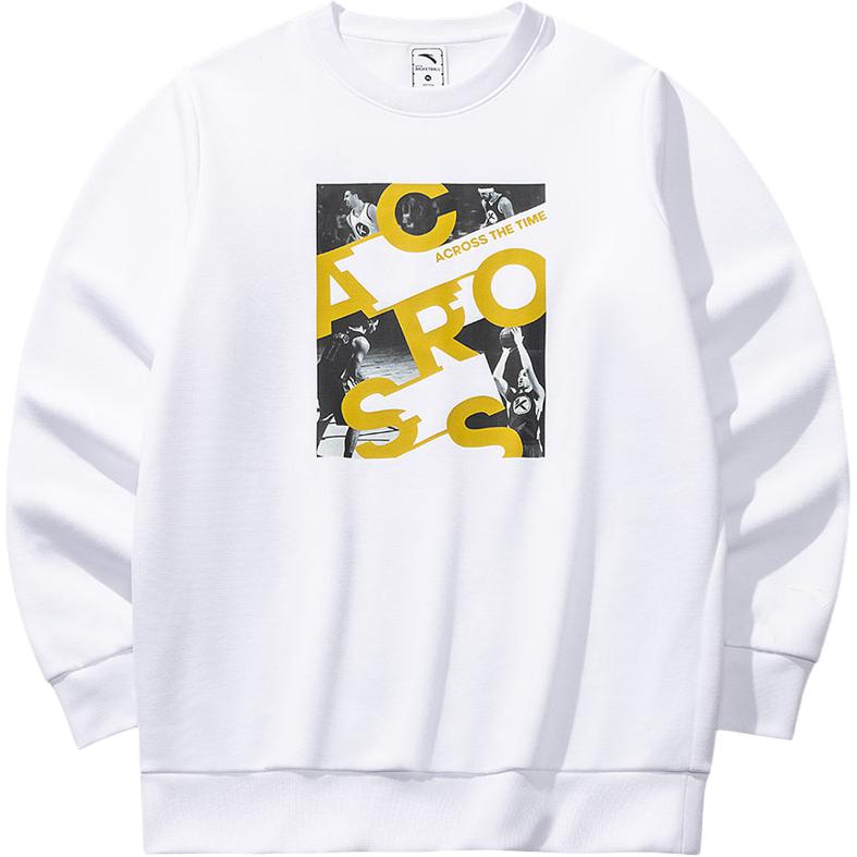 Anta KT Series Basketball Print Letter Crew Neck Comfortable Breathable Versatile Fleece Thick Sports Sweatshirt Men sweatshirt 152441733N-1