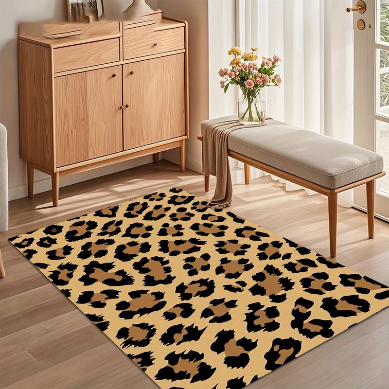 Leopard Print Area Rug for Living Room Bedroom Bold Animal Print Safari Chic Exotic Home Decor Soft Non Slip Washable Floor Mat