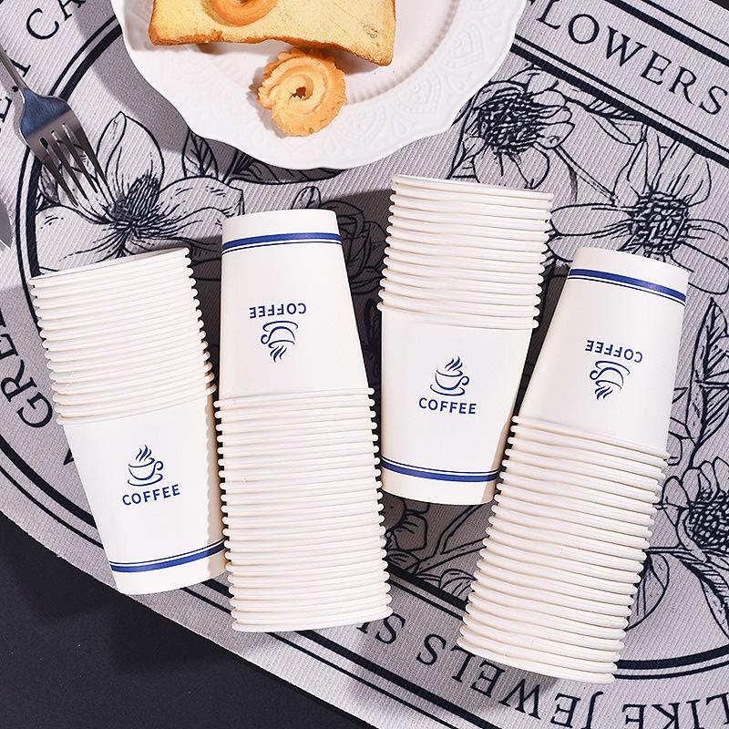 White Disposable Paper Cup - Thick, Solid Color for Home, Office, and Kindergarten Use