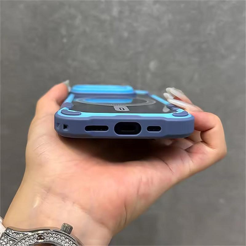 Shockproof Armor Stand Lens Protection Case For iPhone 16 15 14 13 12 11 Pro Max Plus For Magsafe Magnetic Wireless Charge Cover