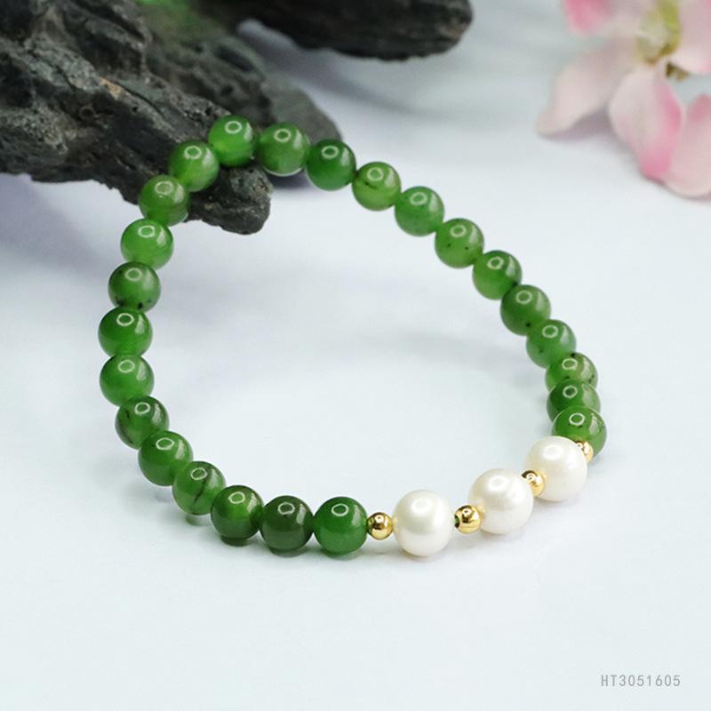 2026 Ximang Hetian Jade Green Bracelet Pearl Antique Jewelry Factory Generation S3051605 Multi approx. 6mm