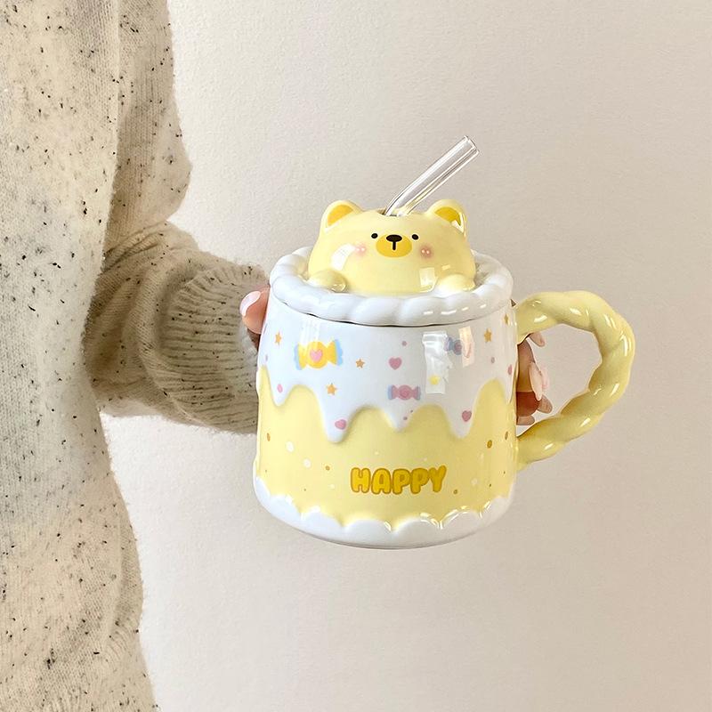 

Birthday gift girl cute mug ceramic cup souvenir office high value new year water cup household 301-400ml