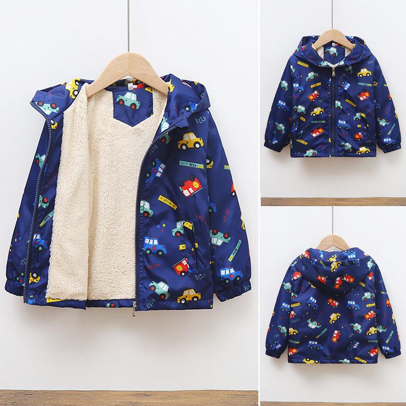 Kids Fleece Jacket Boy Autumn Winter Baby Coats Toddler Plus Thicken Hooded Outerwear Parkas Infant Clothes