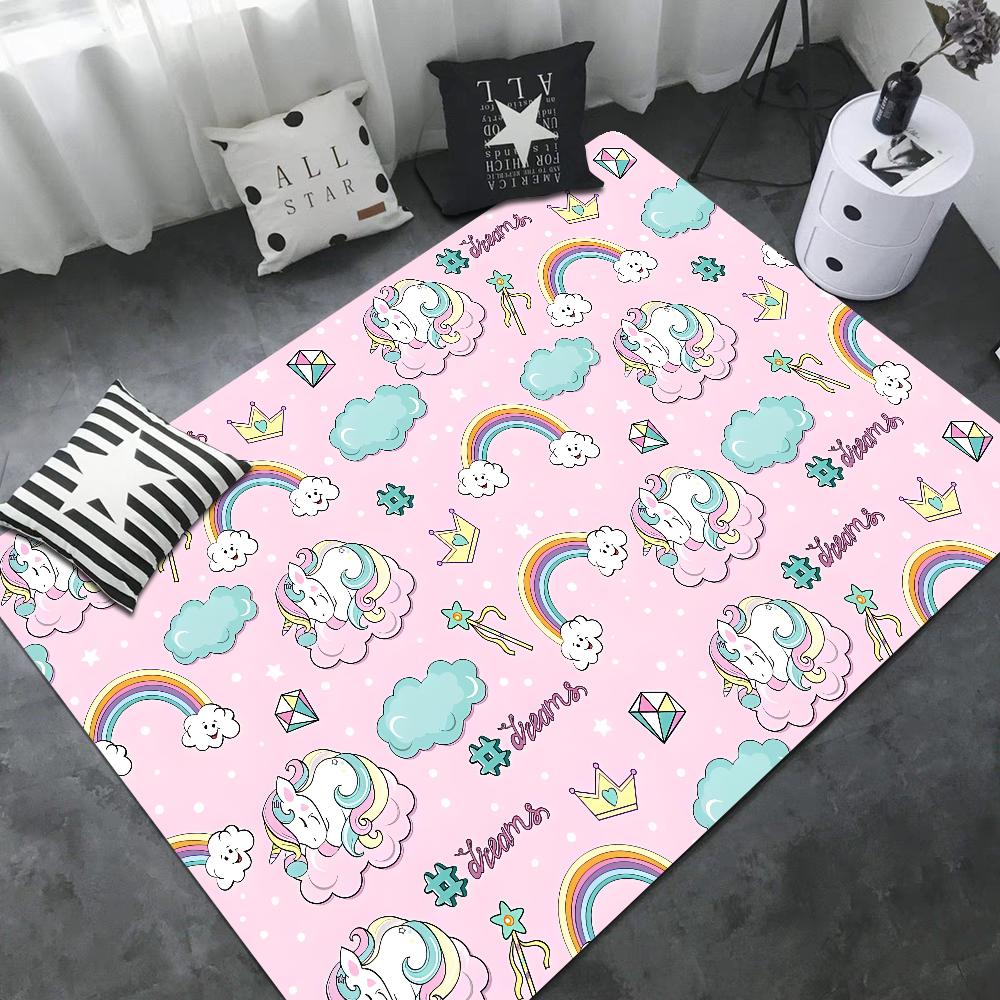 Cartoon Unicorn Animal Bathroom Mat Kids Room Bedroom Decoration Balcony Anti-Slip Doormat Living Room Bedside Area Rugs