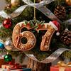 2 Pcs 67 Christmas Ornaments Funny Six Seven Gingerbread Hanging Ornament Acrylic Holiday Tree Decor Gift for Teens Kids Family Friends Coworkers