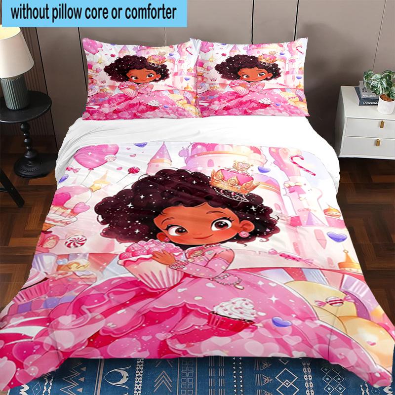 3PCS Black Princess Magic Celebration 3pcs Bedding,Including 3PCS Duvet Cover And 2pcs Pillowcases Perfect for Christmas,Ideal for Bedroom, Dormitory