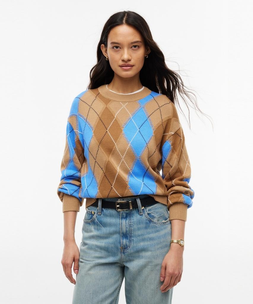 TOMMY HILFIGER Prep Argyle Crew Neck Long Sleeve Knit (T22G7Kto051Wt10Hh)