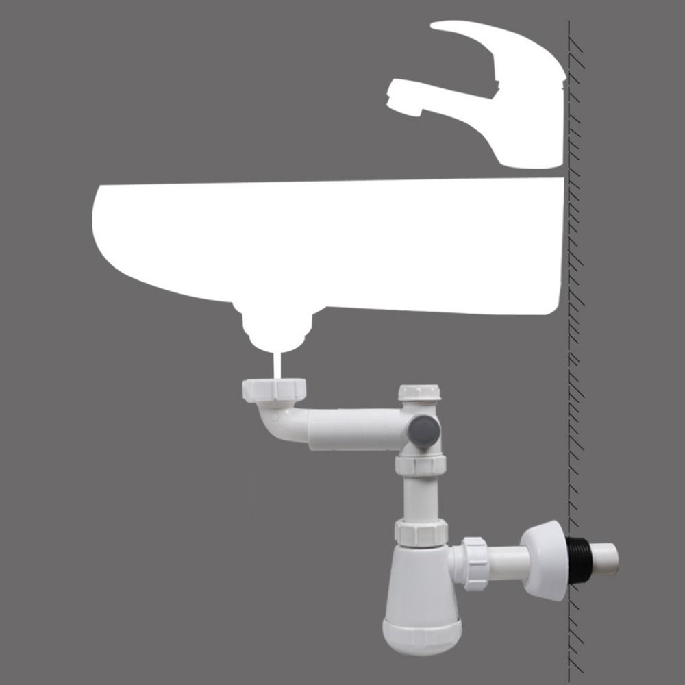 Standard Sinks Wall-Mounted Drainpipe White Flexible Sink Trap  Kitchen Installation
