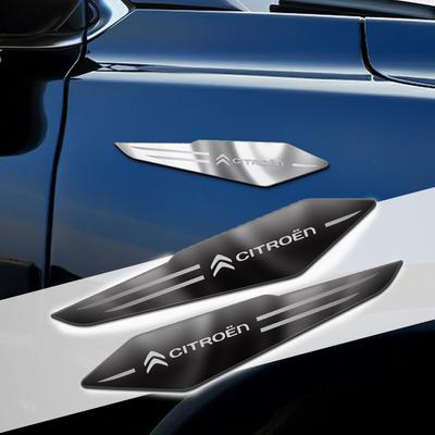 URXE5 2pcs Metal Side Wing Car Badge Emblem Stickers For C4 C3 C5 C1 C2 DS3 Berlingo Celysee C6 VTS Picasso Auto Accessories