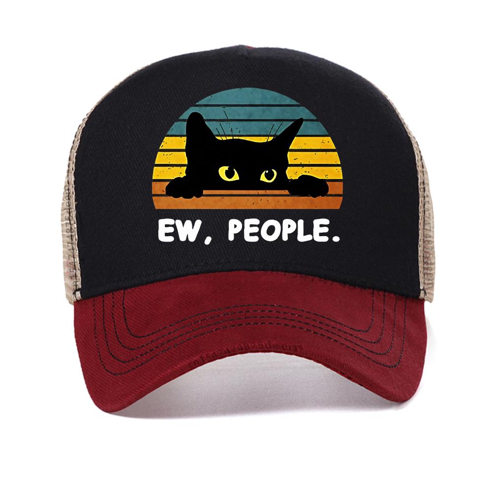 

Ew People Black Cat Retro Funny Cat baseball cap Casual Daily for Unisex Women caps fashion Breathable adjustable snapback hat Adjustable