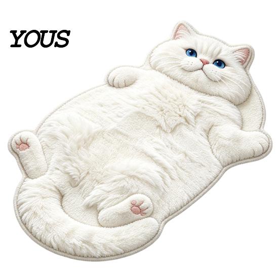 Warm Decorative Floor Pad Sleeping Cat Entrance Rug, Cozy Plush Door Mat, Cute Kitten Small Mat Absorbent Area Rug for Entryway Bedside Bedroom